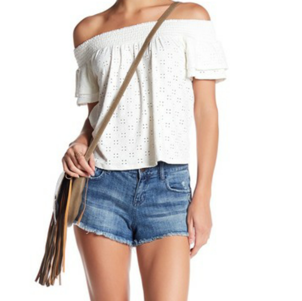 Abound Lowrise Distressed Fringe Denim Shorts